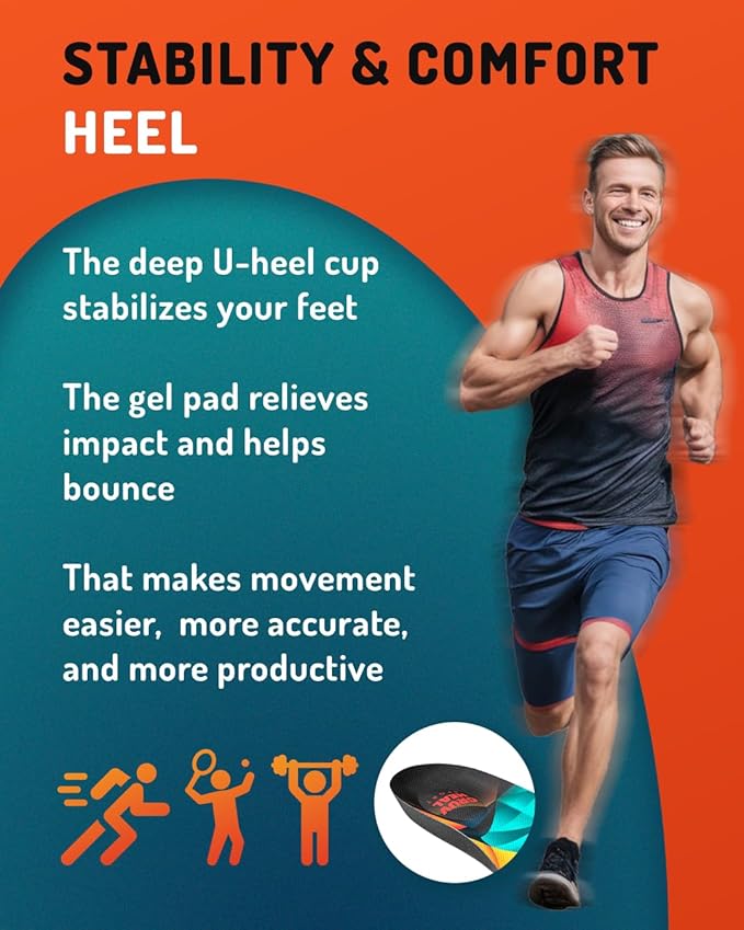 Sport Shock Absorbing Insoles - Athletic Shoe Cushioning Inserts for Men and Women - Ideal for Active Sports Running Training Hiking - Neutral Arch Good for Sneakers Shoes, XL-StrideForce Fitness