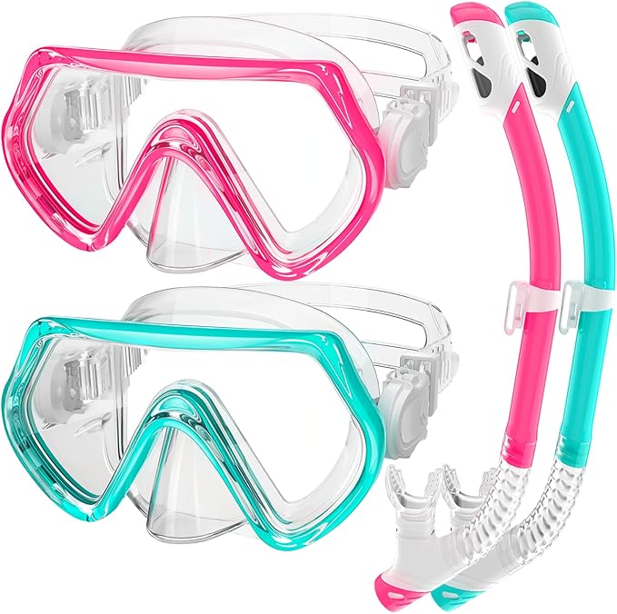 Snorkeling Gear for Kids, Kids Snorkel Set for Ages 3-14, Anti-Fog Diving Mask and Dry Top Snorkel Combo Set, Unisex Swimming Goggles-StrideForce Fitness