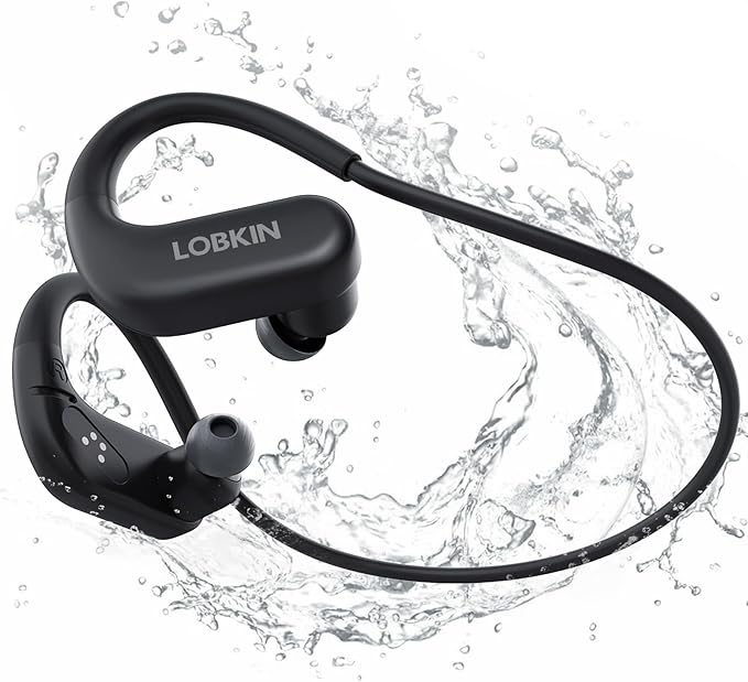 LOBKIN Waterproof Earbuds for Swimming, Bone Conduction Headphones IPX8 Swimming Headphones 8GB Memory Bluetooth 5.4 Wireless 8H Playtime in Ear Underwater Sport Earphones for Swimming, Running-StrideForce Fitness