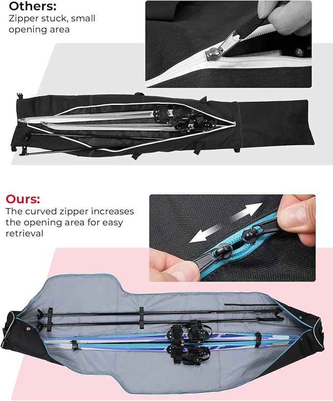 KEMIMOTO Ski Bag and Boot Bag Combo, Snowboard Bag Padded Ski Bags for Air Travel, Snow Ski Bags Fit Skis Up to 200cm, Ski Double Bag Combo-StrideForce Fitness