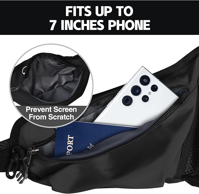 PYFK Running Belt Hydration Waist Pack with Water Bottle Holder for Men Women Waist Pouch Fanny Bag Reflective-StrideForce Fitness