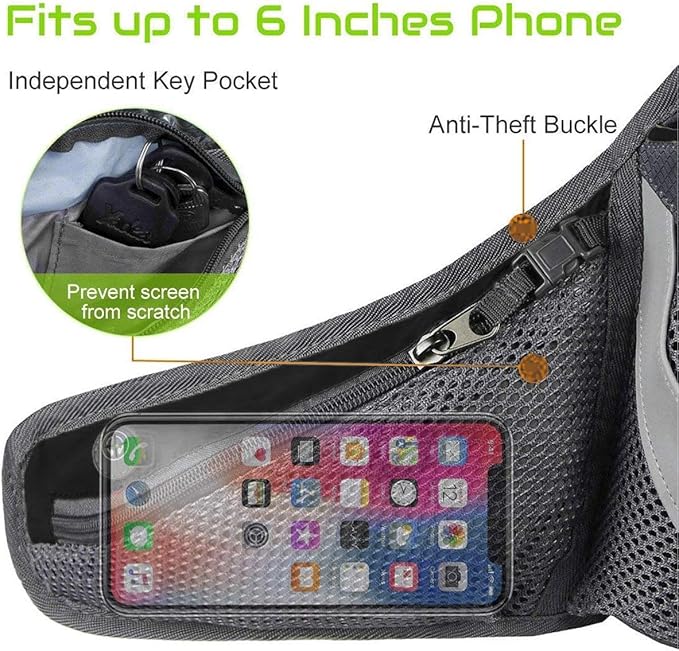 PYFK Running Belt Hydration Waist Pack with Water Bottle Holder for Men Women Waist Pouch Fanny Bag Reflective-StrideForce Fitness