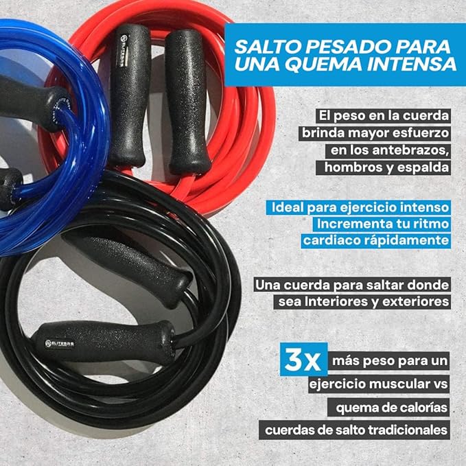 Elite Jumps Muay Thai 2.0 Weighted Jump Rope - Designed for High-Intensity Training, Muay Thai, & MMA Workouts - Heavy 1.3lb PVC Jump Ropes for Fitness-StrideForce Fitness