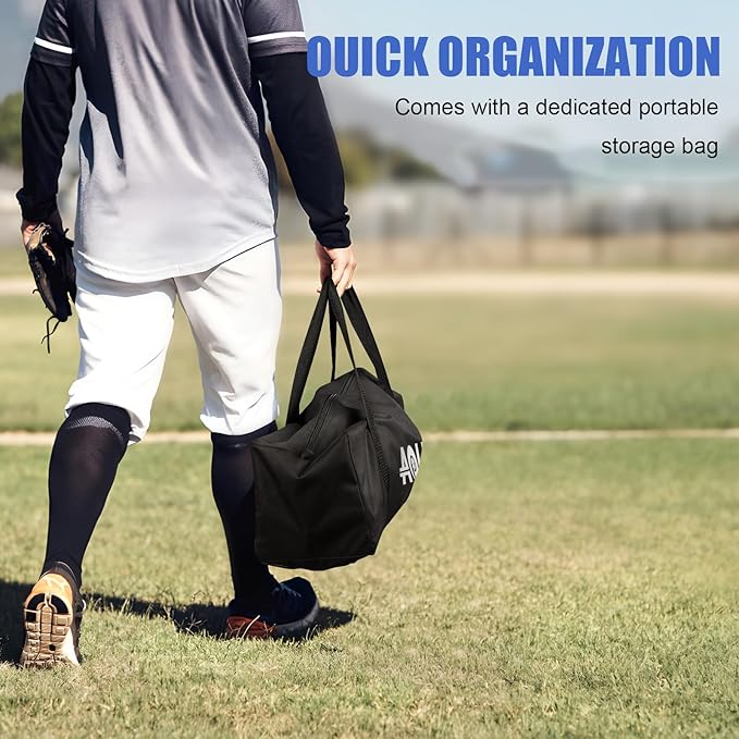 7'X7' Baseball Softball Practice Net,Pitching Net,Batting Net,with Baseball Tee,Bonus Strike Zone and Bow Frame,for Hitting,Pitching, Catching-StrideForce Fitness