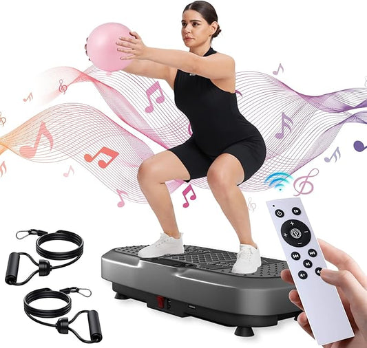 UCIN Vibration Plate Exercise Machine, Vibration Plate for Lymphatic Drainage, 330 Lbs Capacity Vibrating Plate for Weight Loss Home Fitness with Resistance Bands/Pilates Ball-StrideForce Fitness