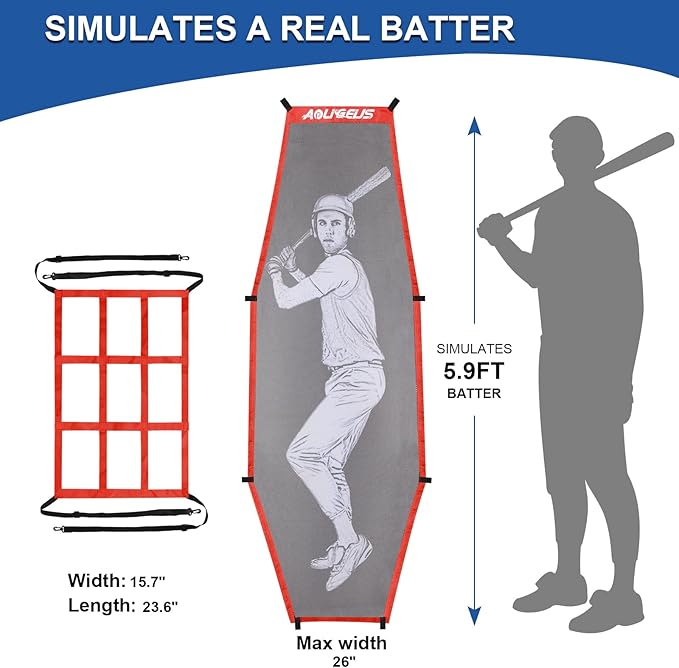 7'X7' Baseball Softball Practice Net,Pitching Net,Batting Net,with Baseball Tee,Bonus Strike Zone and Bow Frame,for Hitting,Pitching, Catching-StrideForce Fitness