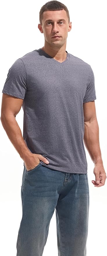 VEIISAR Premium V Neck T Shirts for Men - Modern Fitted Tees Vneck Undershirts-StrideForce Fitness
