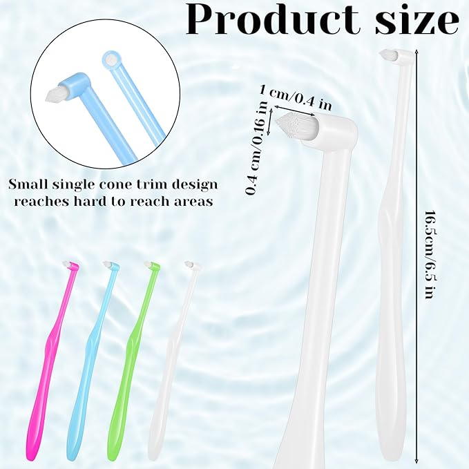 4 PCS End Tuft Toothbrush Adult, Gum Single End Tuft Brush, Soft Orthodontic Toothbrushes for Braces, Small Soft Head for Tiny Hard-to-Reach Areas Detail Cleaning, Individually Wrapped