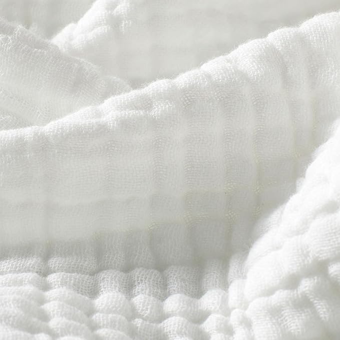 Carriediosa 100% Cotton Muslin Throw Blanket 108" X 90" King Size，4-Layers Summer Gauze Throws for Bed Couch，Soft Lightweight Breathable Linen Blankets Bedspread for Adults All Season，White-StrideForce Fitness