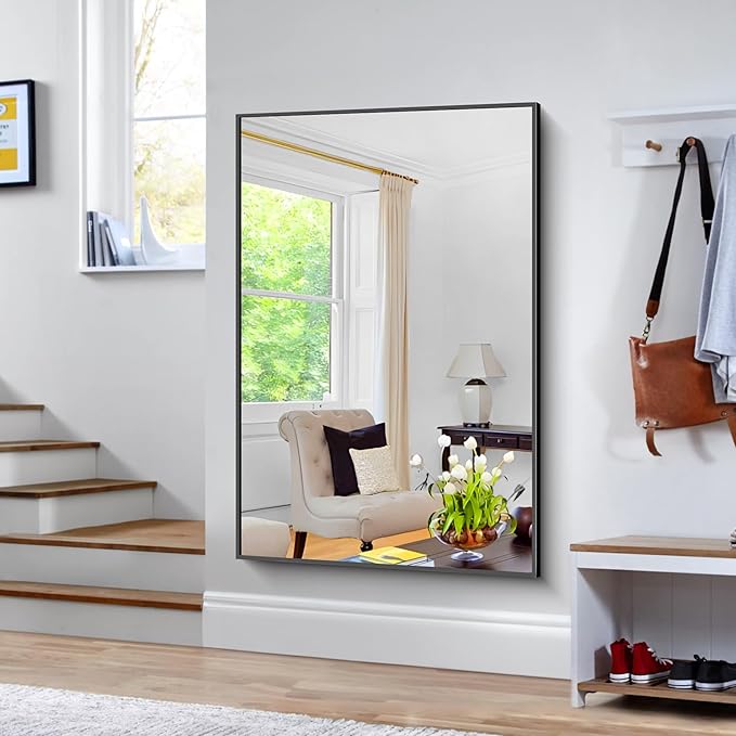 Bathroom Mirror,60x40 inch Bathroom Mirrors for Over Sink,Large Wall Mirror for Bathroom Wall Mounted Rectangle Mirrors,Black Vanity Mirror for Living Room,Bedroom Entryway,Horizontal/Vertical-StrideForce Fitness