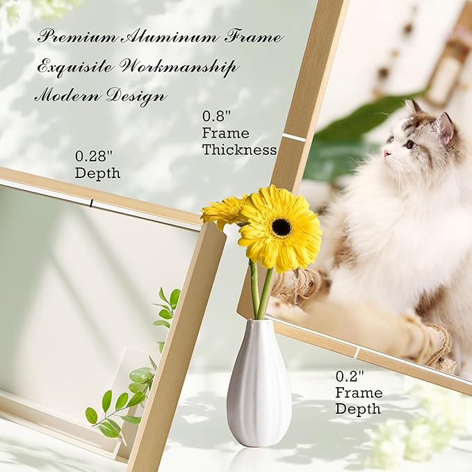 24x32 Inch Brass Bathroom Mirror for Wall, Aluminum Frame Rectangle Rectangular Vanity Mirror, Modern Large for Bedroom, Living Room, Horizontal or Vertical-StrideForce Fitness