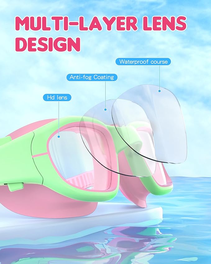 Kids Swim Goggles,Swimming Goggles for Kids 6-14, Anti-Fog UV Protection Pool Glasses for Boys Girls-StrideForce Fitness