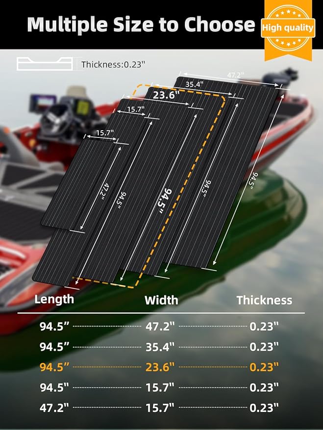 FOCEAN Boat Flooring EVA Foam Boat Decking Faux Teak Marine Flooring Boat Mat Boat Carpet Sheet for Motorboat RV Yacht Kayak Surfboard, 94.5"x 47.2"/35.4"/23.6"/15.7"-StrideForce Fitness