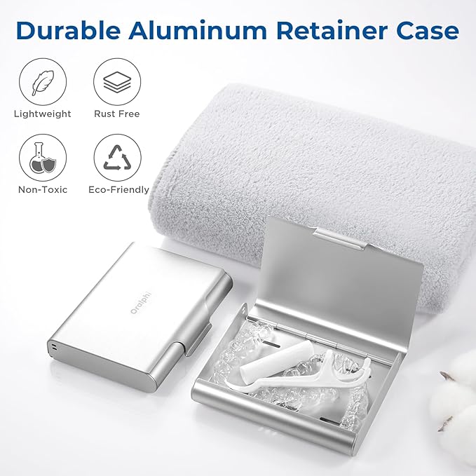 Aluminum Retainer Case for Invisalign Aligners, Partial Mouth Guard Case Denture Retainer Container Case Holder with Vent Holes, Slim Orthodontic Aligner Case for Traveling-1 Pack