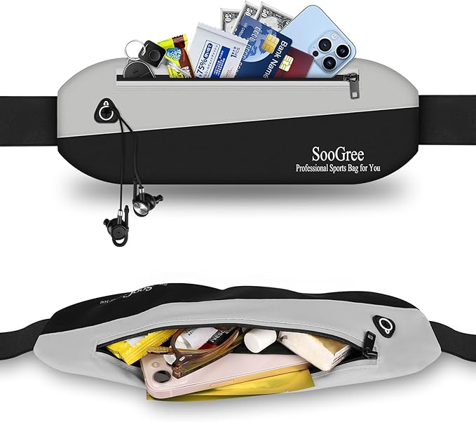 Slim Fanny Packs for Women Men,Waterproof Waist Pack with Reflective Strip Adjustable Strap,Running Belt for Sports Workout Cycling Hiking, Casual Hands-Free Wallets Phone Bag (Style 11)-StrideForce Fitness