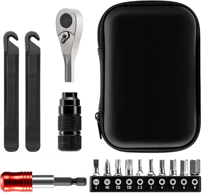 Bike Repair Tool Kit with 10 Magnetic Bits - Alloy Multitool for Bicycle, MTB, Road Cycling - Portable Multifunction Tool Set in One Safety Kit-StrideForce Fitness