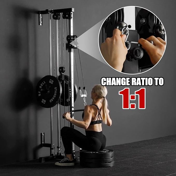 ER KANG Wall Mount Cable Station, Cable Crossover Machine with 18 Positions Dual Pulley System for Home Gym Fitness Equipment-StrideForce Fitness