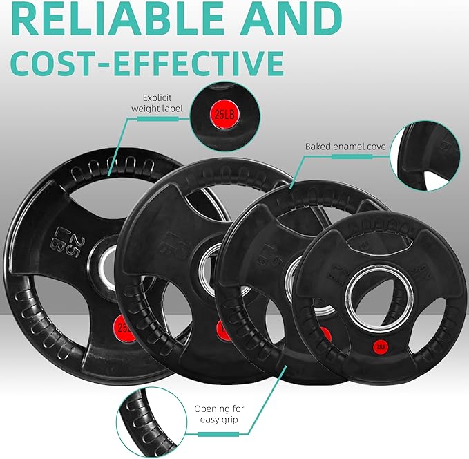 Olympic Cast Iron 2-Inch Weight Plates for Strength Training & Weightlifting, 255 Pounds Set, Multiple Packages-StrideForce Fitness