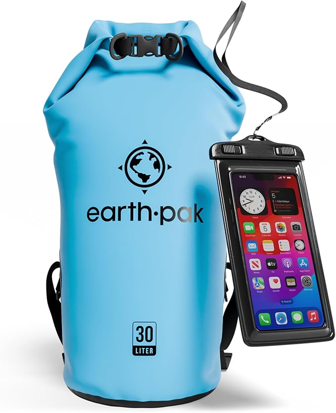 Earth Pak Waterproof Dry Bag - Roll Top Waterproof Backpack Sack Keeps Gear Dry for Kayak with Waterproof Phone Case-StrideForce Fitness