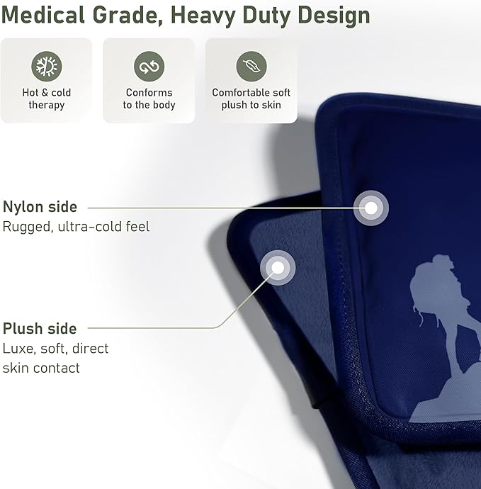 Medium Flexible Gel Ice Packs Reusable - Hot and Cold Soft Ice Packs for Injuries Reusable for Ankle, Arm, Foot, Leg, Back Pain Relief - 8" x 12" - 2PK - Blue-StrideForce Fitness