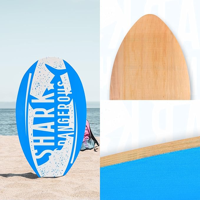seething 35 Inch Skimboard with High Gloss Coat Wood Skim Board for Beginners,Kids, Teenagers, Adults and All Skimming-StrideForce Fitness