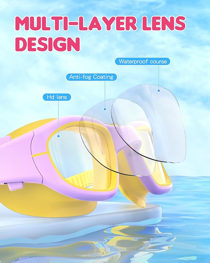 Kids Swim Goggles,Swimming Goggles for Kids 6-14, Anti-Fog UV Protection Pool Glasses for Boys Girls-StrideForce Fitness