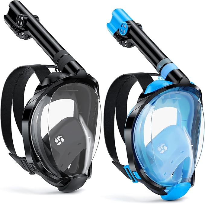 W WSTOO Full Face Snorkel Mask Adults,Suitable for Beginners Dry Top Snorkeling Gear,Can Your Mouth or Nose to Breathe,180 Degrees Panoramic View,Anti-Fog Anti-Leak,Summer Travel and Vacationing Gifts-StrideForce Fitness