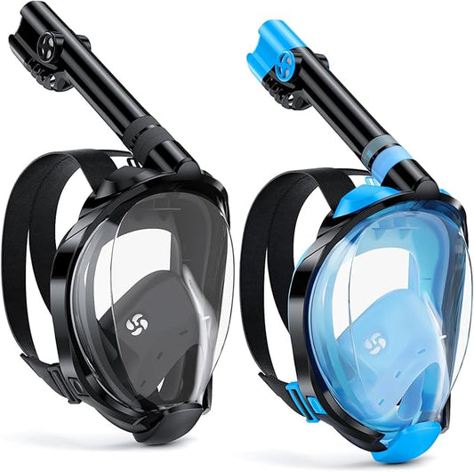 W WSTOO Full Face Snorkel Mask Adults,Suitable for Beginners Dry Top Snorkeling Gear,Can Your Mouth or Nose to Breathe,180 Degrees Panoramic View,Anti-Fog Anti-Leak,Summer Travel and Vacationing Gifts-StrideForce Fitness