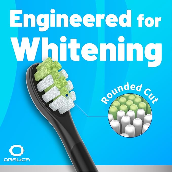 Japanese Brand Whitening Replacement Toothbrush Heads, Compatible with Philips Sonicare Click-on Handles, 10 Pack, Medium, with Tongue Cleaner (CA668, Black)