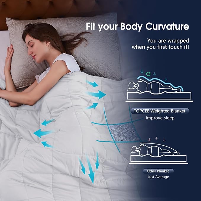 L'AGRATY Weighted Blanket - 60"x80" 20lbs Cooling Breathable Heavy Blanket Microfiber Material with Glass Beads Big Blanket for Adult All-Season Summer Fall Winter Soft Thick Comfort Blanket-StrideForce Fitness