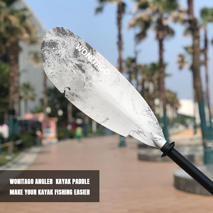 Angler Kayak Paddles Aluminum Paddle with Plastic Blades and Paddle Leash, Floating Adjustable Fishing Kayak Oars, 3 Piece, 230-250cm/90-98 inch-StrideForce Fitness