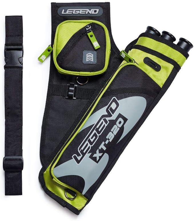LEGEND XT320 Archery Quivers - Nylon Hip Quivers with 3 Arrow Tube Cases for Target Shooting - Adjustable Waist Belt, T-Slot, Storage Compartments for Accessories, Gear, Tools, Release Tab, Score Card-StrideForce Fitness