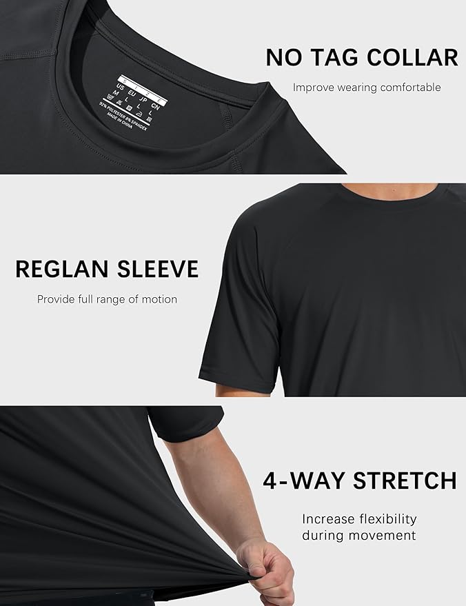 MAGCOMSEN Men's Short Sleeve UPF 50+ Sun Protection Shirts Quick Dry Athletic T-Shirt Hiking Running Swimming Rash Guard-StrideForce Fitness