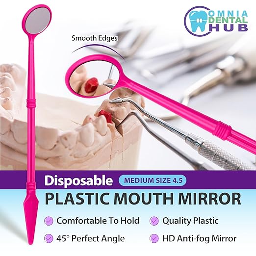 2000 PCs Dental Grade Disposable Dental Mouth Mirrors with Spatula Handle by Omnia ONE | Fog-Free, Dual-Purpose Design – Clear Visibility & Tongue Retraction – Ideal for Exams & Procedures