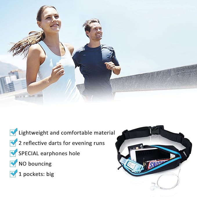 Running Belt Fanny Pack, Running Waist Pack for Women & Men USA Patented Hands-Free Reflective Runner Pouch Belt Fitness Workout Bag No-Bounce Adjustable Sport Travel Fanny Pack Cell-StrideForce Fitness