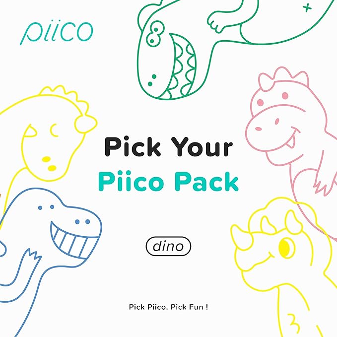 Piico No Flavor Kids Floss - No Fluoride Dual Line Dental Floss Picks - Fun Oral Care in Colorful Floss Sticks Design - Kids Flossers Prevent Tooth Decay & Gum Disease - 150 Homebox Dino & Travel Case