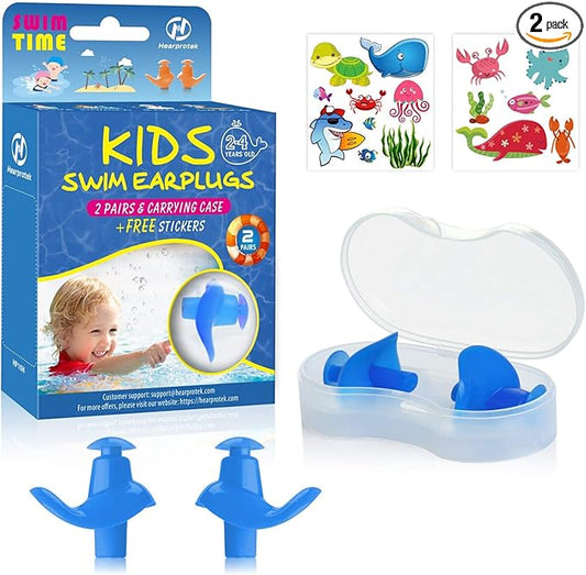 Hearprotek 2 Pairs Swimming Ear Plugs for Kids, Soft Reusable Water earplugs for Kids Swimming Bathing and Other Water Sports-StrideForce Fitness