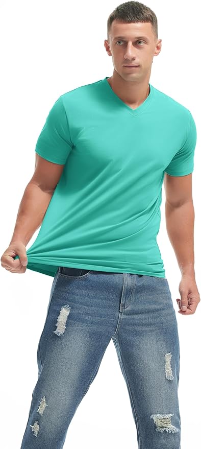 VEIISAR Premium V Neck T Shirts for Men - Modern Fitted Tees Vneck Undershirts-StrideForce Fitness