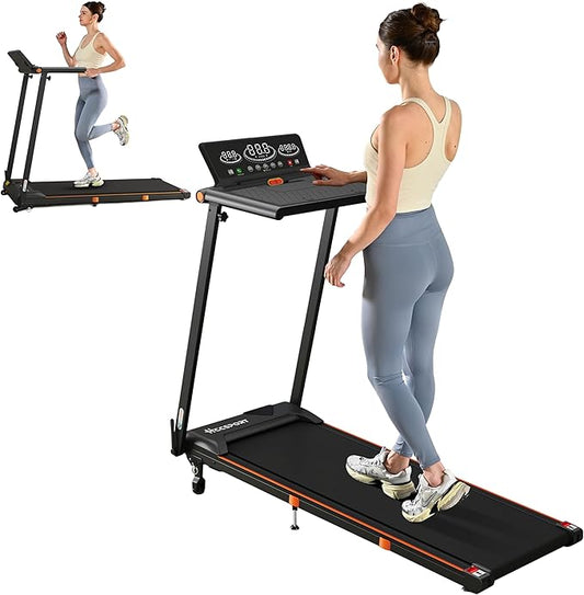 Foldable Treadmill with Incline Treadmill with Home Removable Desk Workstation 3.0 HP 3 in 1 Folding Small Compact Walking Treadmills 300 Lbs Capacity for Home Office-StrideForce Fitness