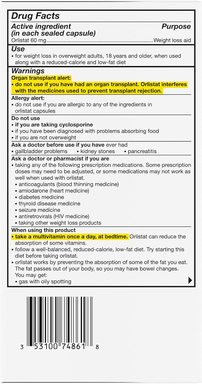 alli Diet Weight Loss Supplement Pills, Orlistat 60mg Capsules Starter Pack, Non prescription weight loss aid, 60 count(Pack of 1)-StrideForce Fitness