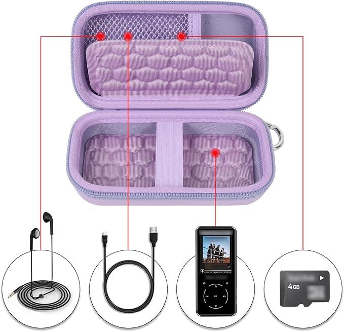 MP3 & MP4 Player Case for SOULCKER/G.G.Martinsen/Grtdhx/iPod Nano/Sandisk Music Player/Sony NW-A45 and Other Music Players with Bluetooth. Fit for Earbuds, USB Cable, Memory Card - Purple-StrideForce Fitness