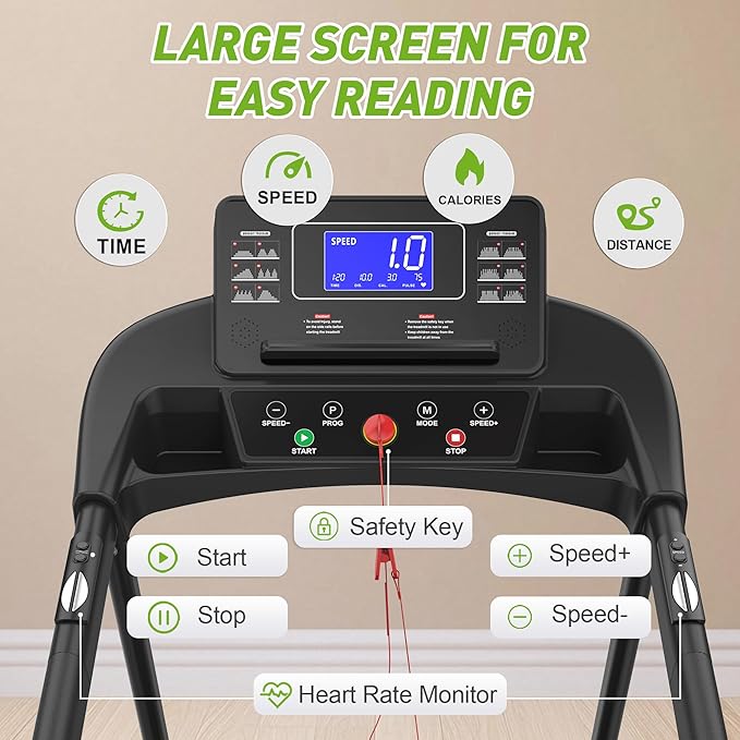 FYC Walking Treadmill for Seniors with Extended Handrails & Deck, Composite Shock-Absorbing Treadmill for Seniors, Optional APP Control, 300 LBS Capacity-StrideForce Fitness