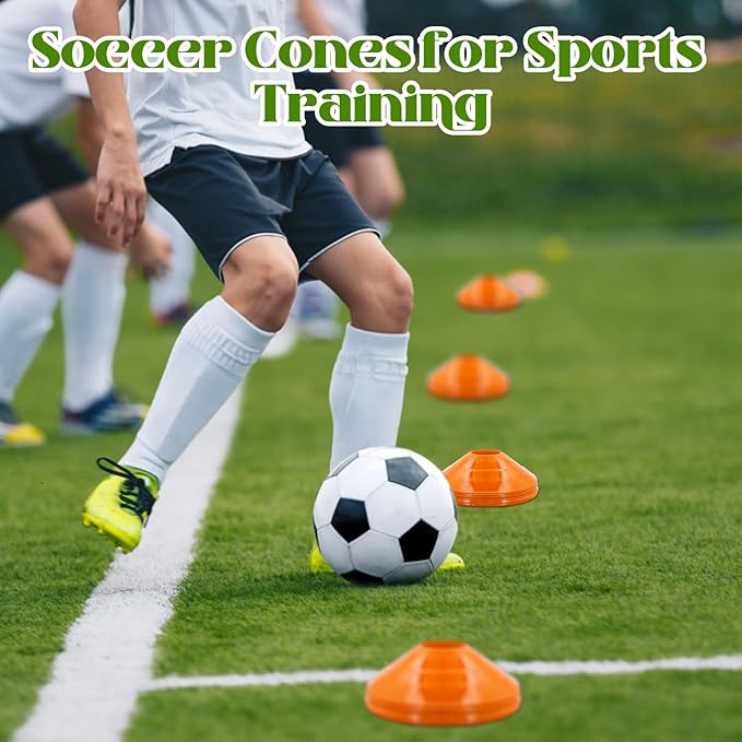 60/30 Pack Soccer Training Cones - Agility Cones with Carry Bag, Sturdy Disc Cones for Sports Training, Soccer, Football, Basketball, Indoor Outdoor Sports, Festive Events, Field Cone Markers-StrideForce Fitness