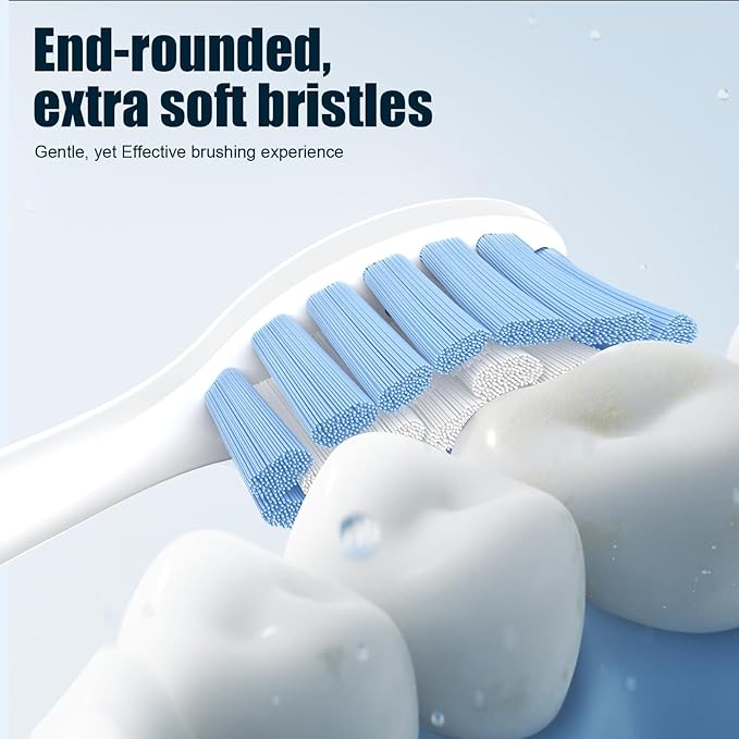 Toptheway Extra Soft Replacement Toothbrush Heads for Sensitive Teeth Compatible with Philips Sonicare Optimal Gum Care 4100 5100 and More Click-on Toothbrush Handles, 4 Pack
