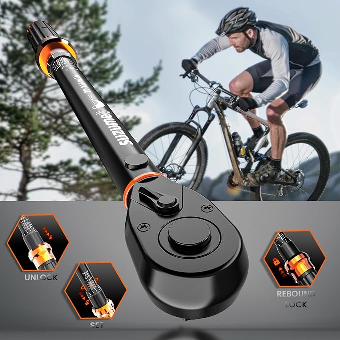 1/4-Inch Bike Torque Wrench 32PCS (20-220 in.lb/2.3-24.9 N.m) Reversible Head Dual-Scales 1/4 Torque Wrench 72 Tooth ±3% High Accuracy Click Torque Wrench Set For MTB Bicycle Maintenance-StrideForce Fitness