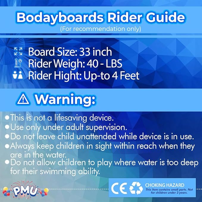 PMU 33 Inch Donut Printed Bodyboard - Lightweight Wrist Leash Body Board for Beach, Sea & Pool - Surfing Board for Teens & Adults Wave Conditions Pkg/1-StrideForce Fitness