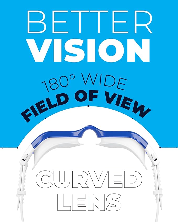 AqtivAqua Swimming Goggles, DX Wide View Swim Goggles for Adult Men Women, Anti Fog No Leaking-StrideForce Fitness