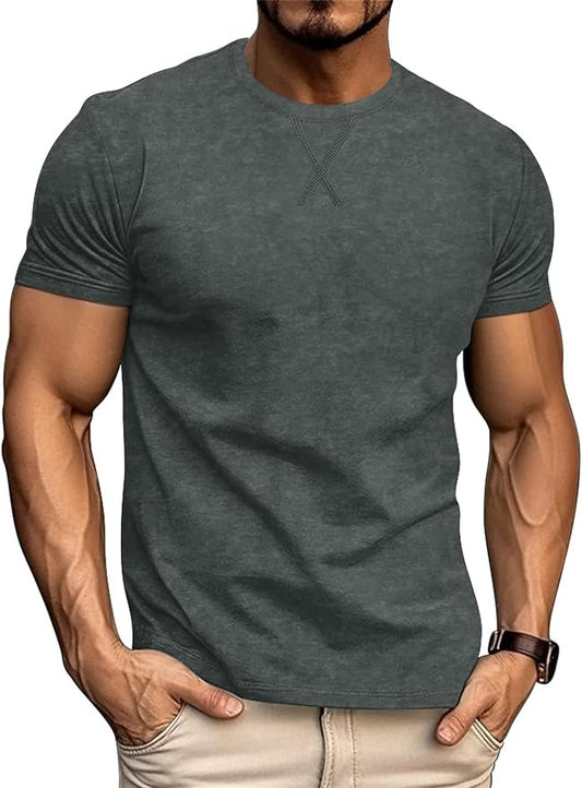 LOGEEYAR Men's Athletic Washed T-Shirts Basic Crew Neck Tees Tops Causal Distressed Cotton T Shirts for Men-StrideForce Fitness