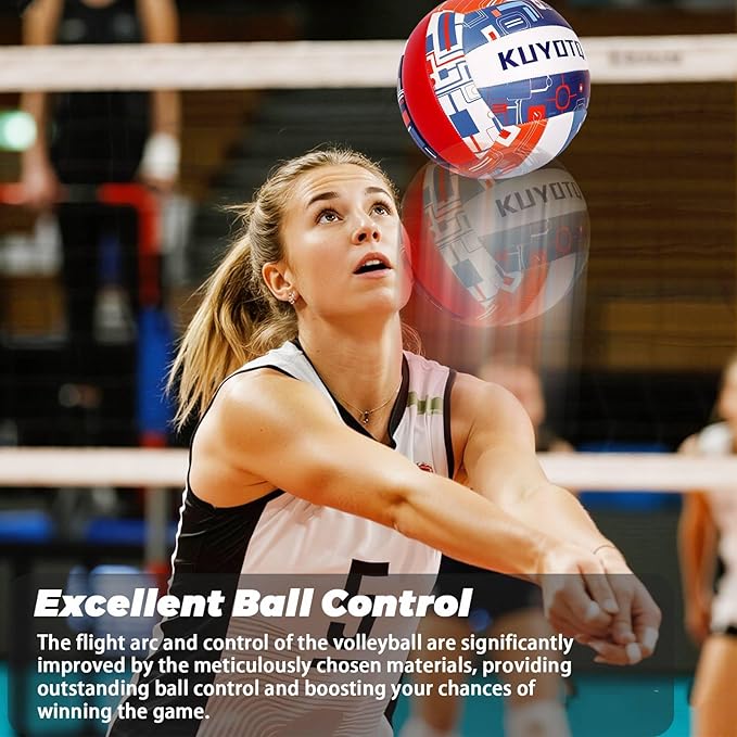 KUYOTQ Official Size 5 in&Outdoor Beach Volleyball,3MM Thickened Surface Soft Leather Youth Womens Mens Volleyball for Game Gym Training(Deflated)-StrideForce Fitness