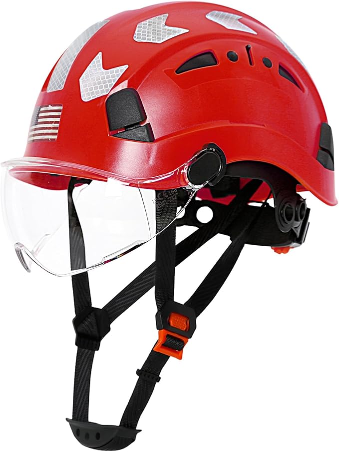 AOLAMEGS Construction Safety Hard Hat - ANSI Z89.1 Type Ι OSHA Approved Safety Helmets with Chin Straps Lightweight Reflective Vented ABS Hard Hats For Men Women Industrial Workwear 6-point Suspension-StrideForce Fitness